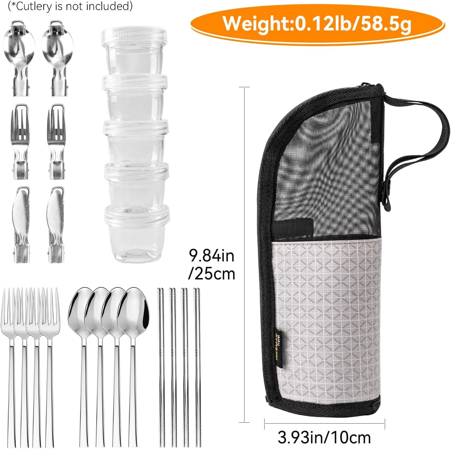 HIKEMAN Camping Cookware Mess Kit Bag, High-Capacity Draining Camping Tableware Storage Bag, Cutlery Bag Cookware Organizer for Camping, Outdoor，Picnic, Gadgets，Cooking Essentials(Grey)