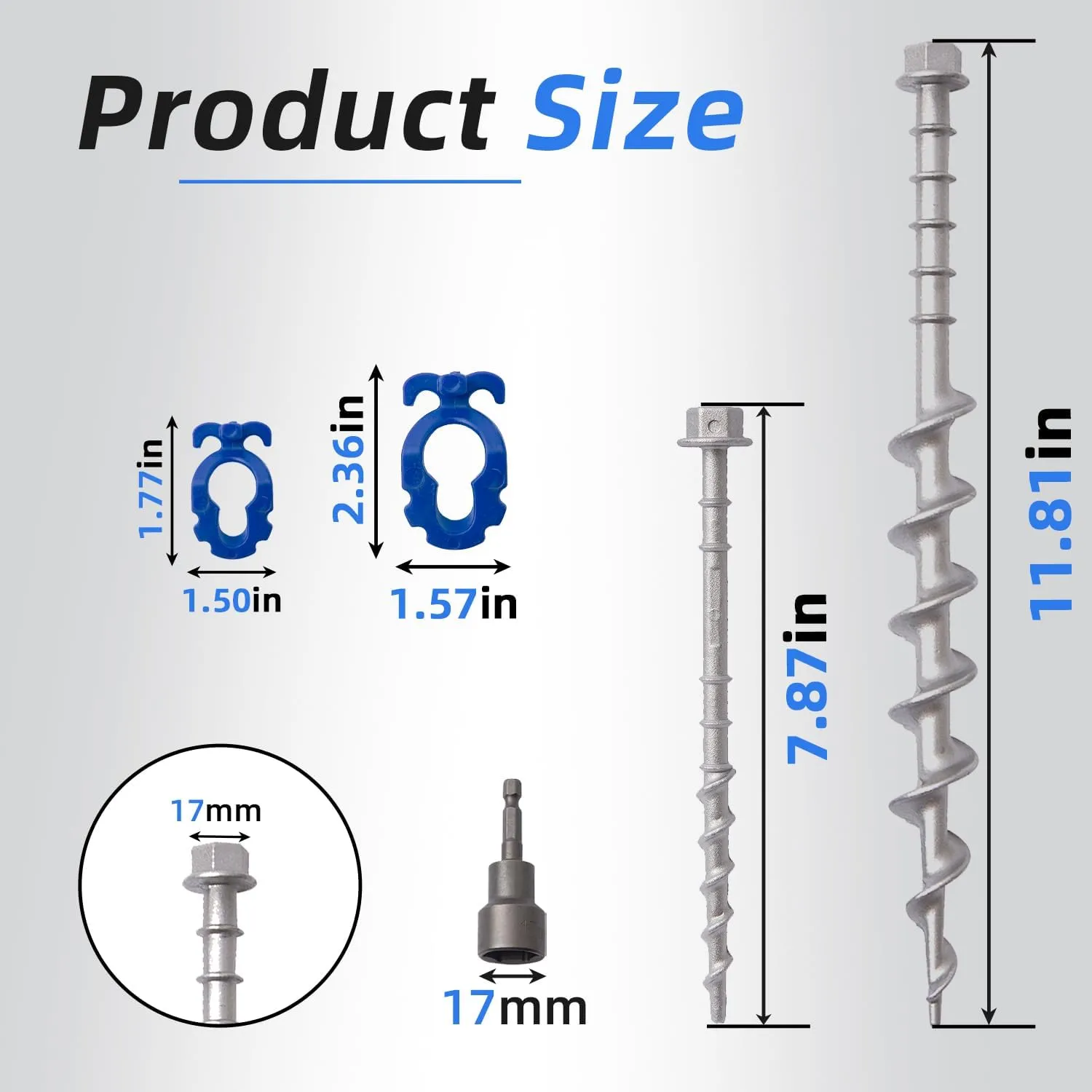 ‎Homeon Wheels Camping Ground Anchors Aluminum Screw Heavy Duty Metal Non-Rust Cast Tent Anchors in Kit for Securing Animals,Tents, Canopies, Sheds, Car Ports, Swing Sets Outdoors Beach（Blue）