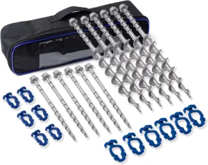 ‎Homeon Wheels Camping Ground Anchors Aluminum Screw Heavy Duty Metal Non-Rust Cast Tent Anchors in Kit for Securing Animals,Tents, Canopies, Sheds, Car Ports, Swing Sets Outdoors Beach（Blue）