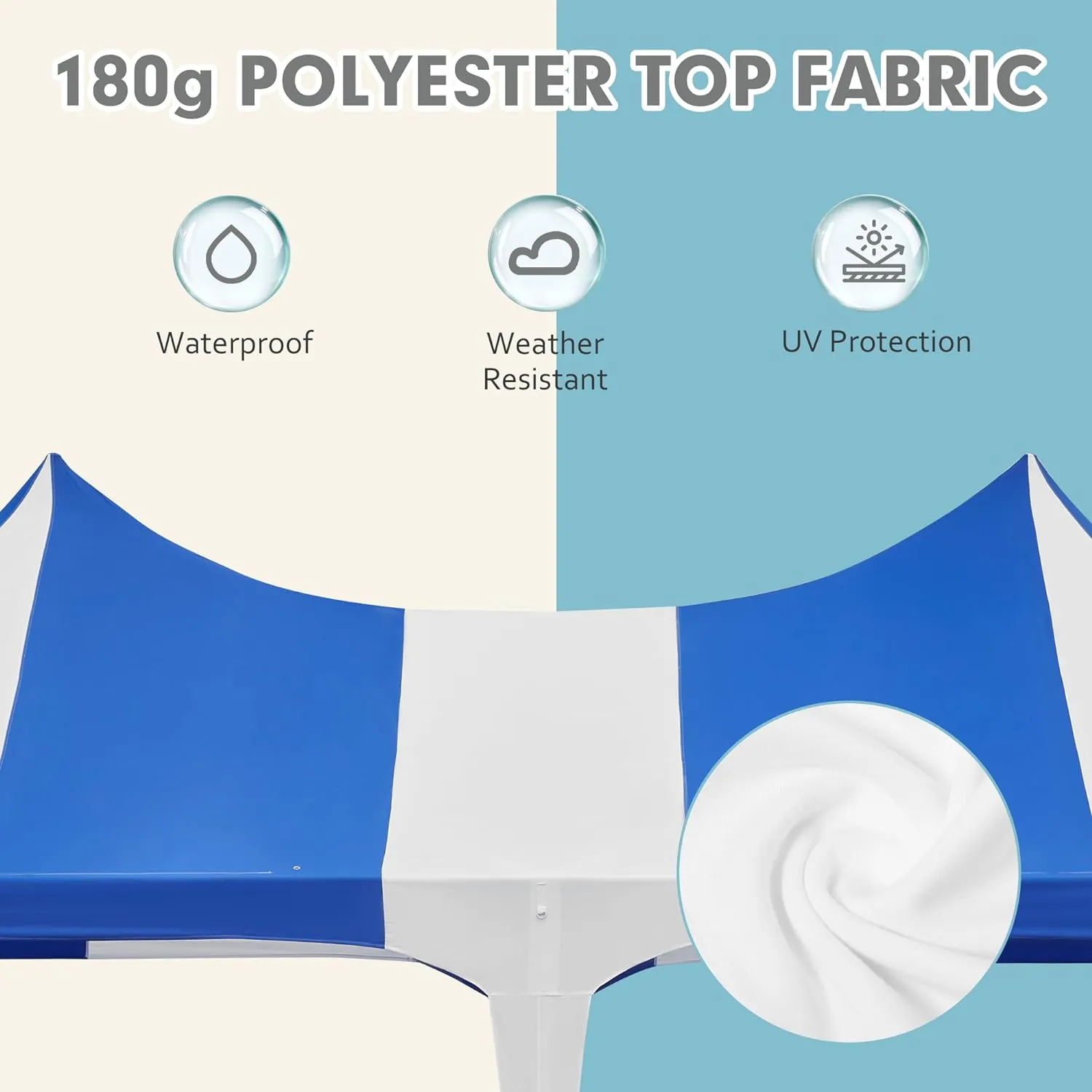 HOMREST 26x13 Party Tent Heavy Duty Wedding Tent Double Peaked Canopy Tent With Pole Less Event Space Tent For Party Event White Blue