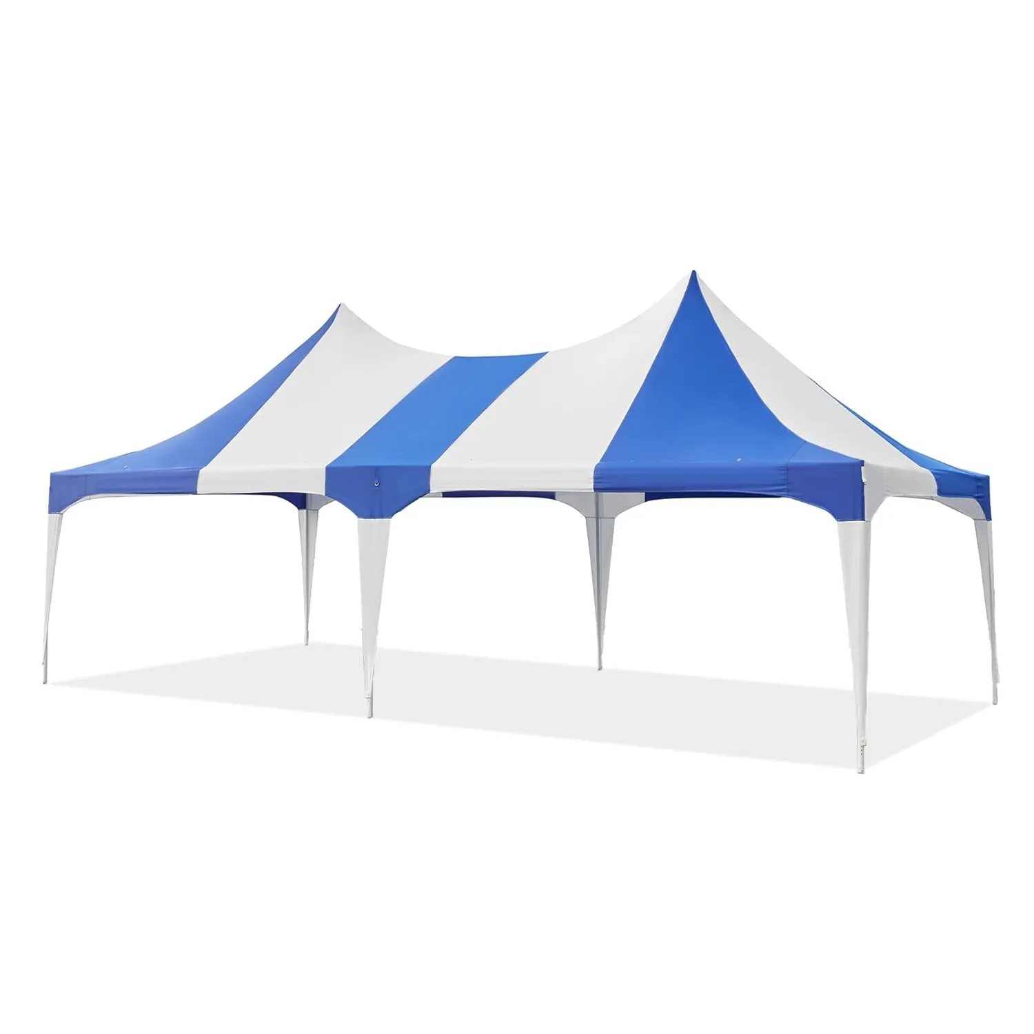 HOMREST 26x13 Party Tent Heavy Duty Wedding Tent Double Peaked Canopy Tent With Pole Less Event Space Tent For Party Event White Blue