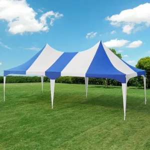 HOMREST 26x13 Party Tent Heavy Duty Wedding Tent Double Peaked Canopy Tent With Pole Less Event Space Tent For Party Event White Blue