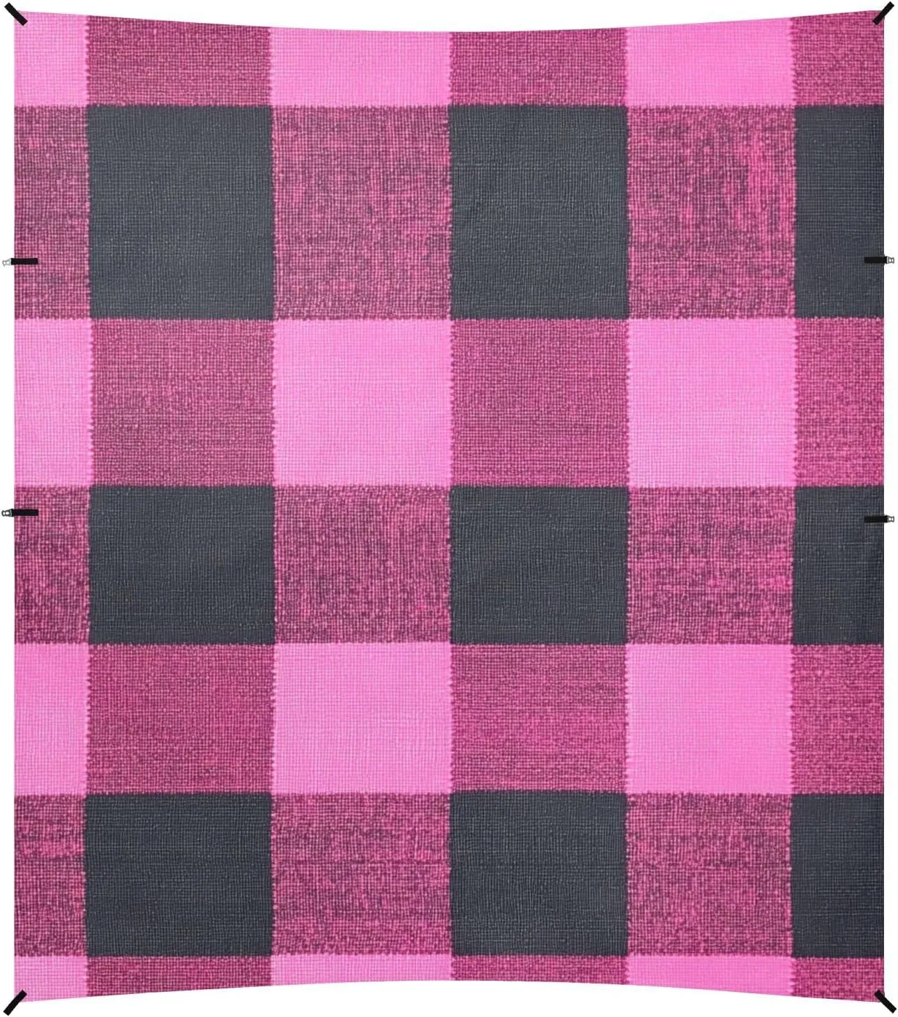 Hotpink Buffalo Plaid Check Tartan Scotland Foldable Beach Canopy UPF50  Easy Setup Sun Shade with Sturdy Poles, Sandbags and Shovel for Family Travel