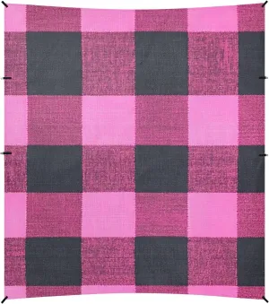 Hotpink Buffalo Plaid Check Tartan Scotland Foldable Beach Canopy UPF50  Easy Setup Sun Shade with Sturdy Poles, Sandbags and Shovel for Family Travel