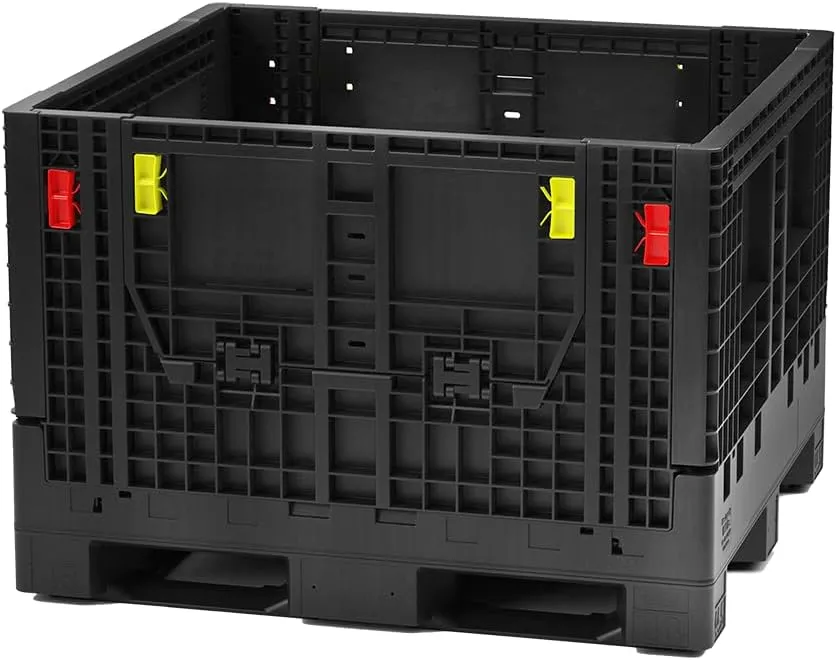 Hudson Exchange 48 x 45 x 34" (2000 lb Capacity) Collapsible Bulk Container With Access Doors, Black