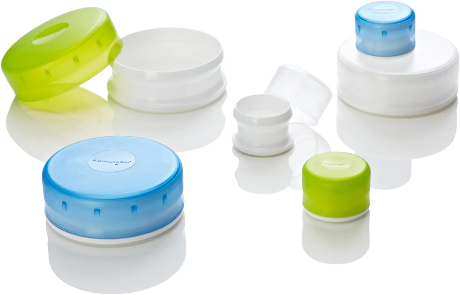 humangear GoTubb | Hard Container | Easy Open | Food-Safe Material, Clear/Green/Blue, Small