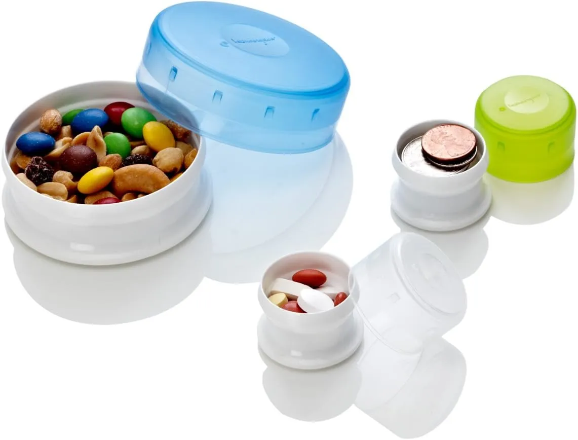 humangear GoTubb | Hard Container | Easy Open | Food-Safe Material, Clear/Green/Blue, Small
