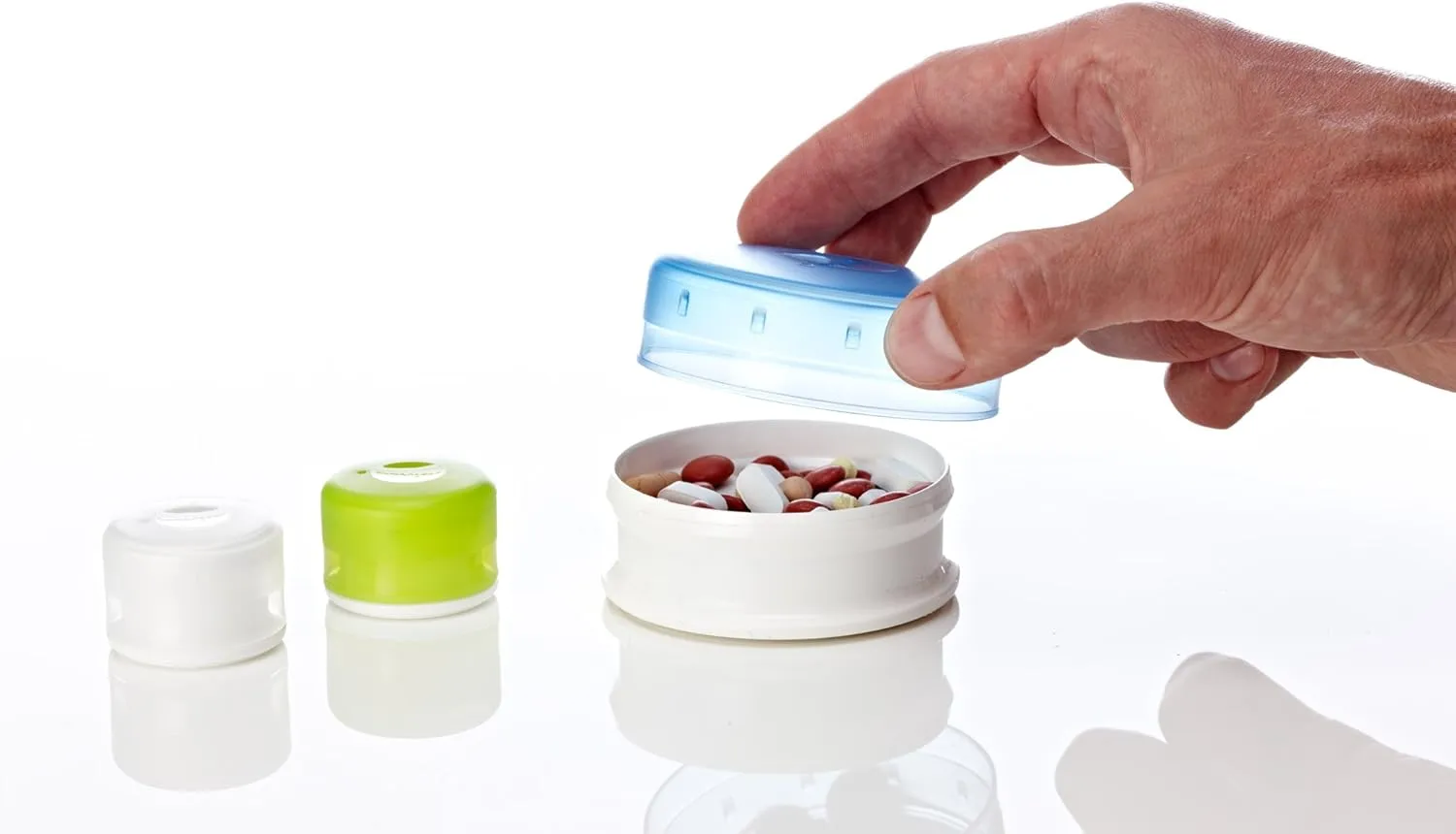 humangear GoTubb | Hard Container | Easy Open | Food-Safe Material, Clear/Green/Blue, Small