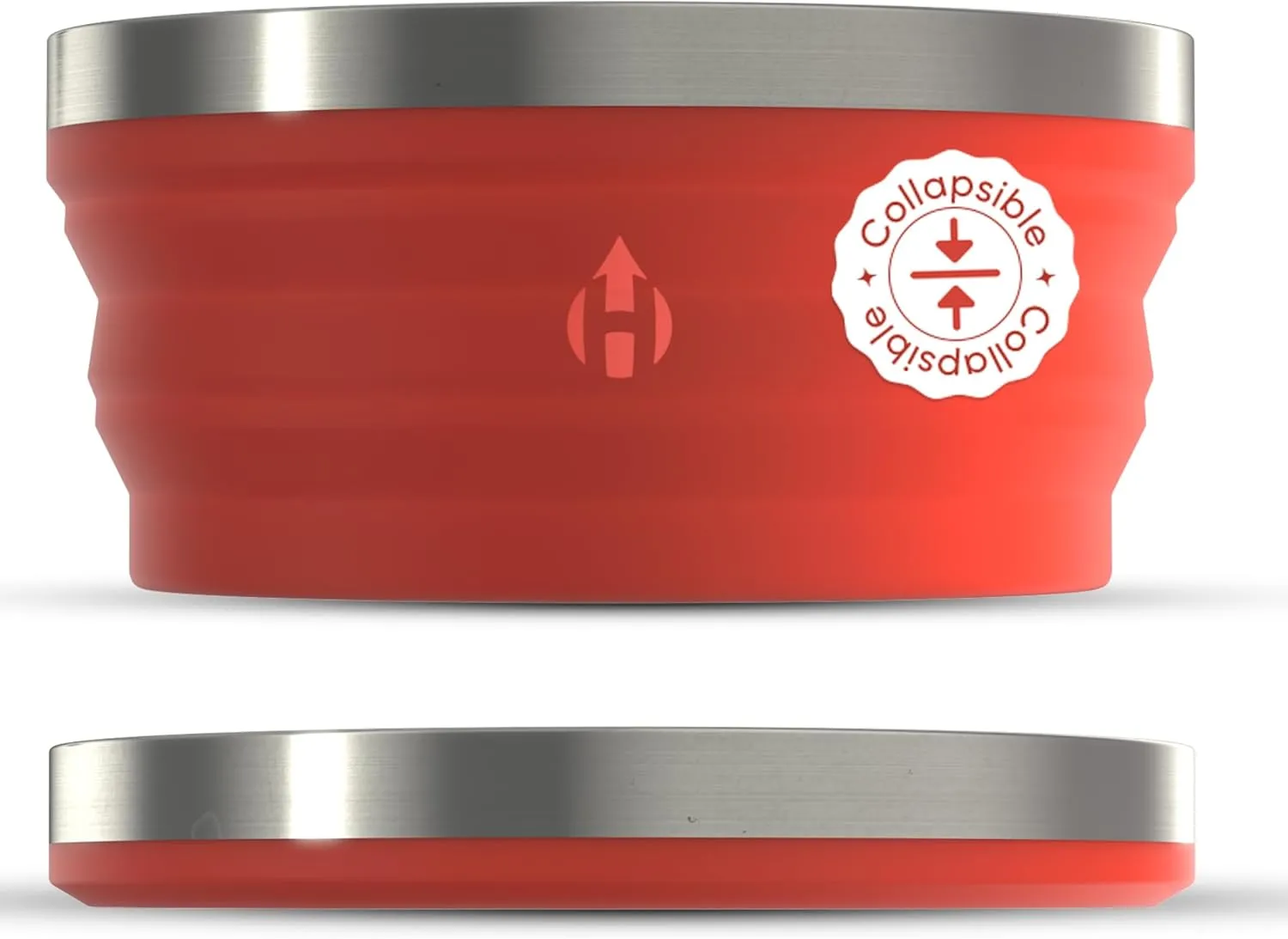 HYDAWAY Collapsible Bowl - 1 Quart (950ml) I Large Collapsible Bowls for Camping, RV, Hiking, Backpacking, Travel, Kids & Pets, Portable Dog Water Bowl, Silicone Bowls Collapse to 1-inch, Steel Rim