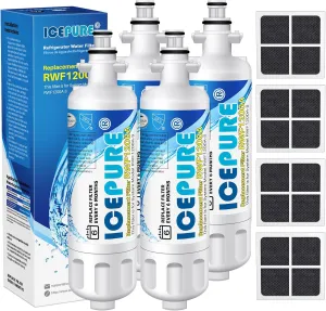 ICEPURE ADQ36006101 Refrigerator Water Filter Replacement for LG LT700P, KENMORE 9690, 46-9690, ADQ36006102, 469690, LFXC24726S, RWF1200A, 4 Combo