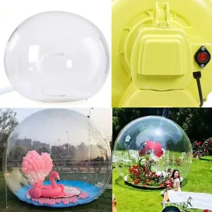 Inflatable Bubble Tent House 2 in 1 Luxury D-Ring Single Tunnel Bubble Dome Greenhouse Tents w/US Plug, Quite Air Blower Camping Bubble Tent for Family Backyard Party Stargazing 300W