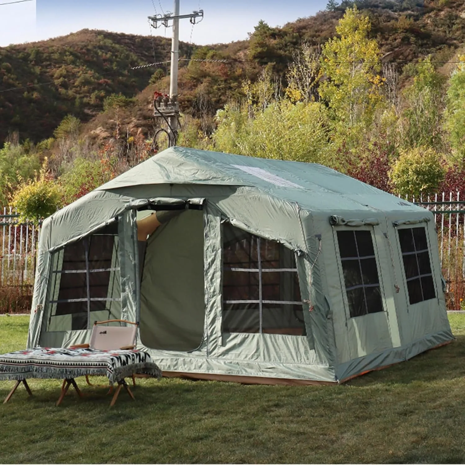 Inflatable Camping Tent for 5-8 People - Outdoor Glamping Tents Waterproof Easy Install - Oxford Inflatable Tent for Music Festival Parties