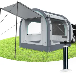 Inflatable SUV Tent for Camping, Large Quick Setup Blow Up Tents, 6-Person Tent with Detachable Car Attachment, Hatchback Tents with Storage Bag &Projection Screen, Waterproof SUV Awning for Travel