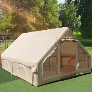 Inflatable Tents for Camping 4-6 Person with Hand Pump, Quick Setup Inflatable Blow Up Tent House, 4 Season Waterproof Windproof Large Air Tent for Camping