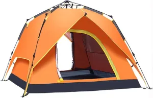 Instant Automatic Pop Up Tent, 3-4 Persons Family Camping Tent Portable Lightweight Tent,Waterproof Windproof, Sun Protection,Perfect for Beach,Outdoor,Traveling,Hiking,Hunting,Fishing, Etc (Orange)