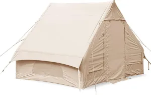 Instant Family Tent 5-8 Person Cotton Canvas Tent, Large Space Inflatable Tent Outdoor Glamping Camping Cabin Tent Waterproof Easy Set Up in Seconds W