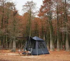 Instant Pop-Up Camping Tent with Removable Sunshade - 3-4 Person Dome Tent with UV Protection & Ventilation, Waterproof Windproof for Beach, Hiking, Outdoor.