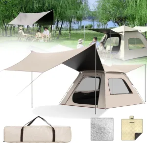 Instant Pop Up Tent, 2 in 1 Portable Beach Camping Tent with Awning, Outdoor Waterproof Camping Tent with Carry Bag for Family/Garden/Camping,5-9People