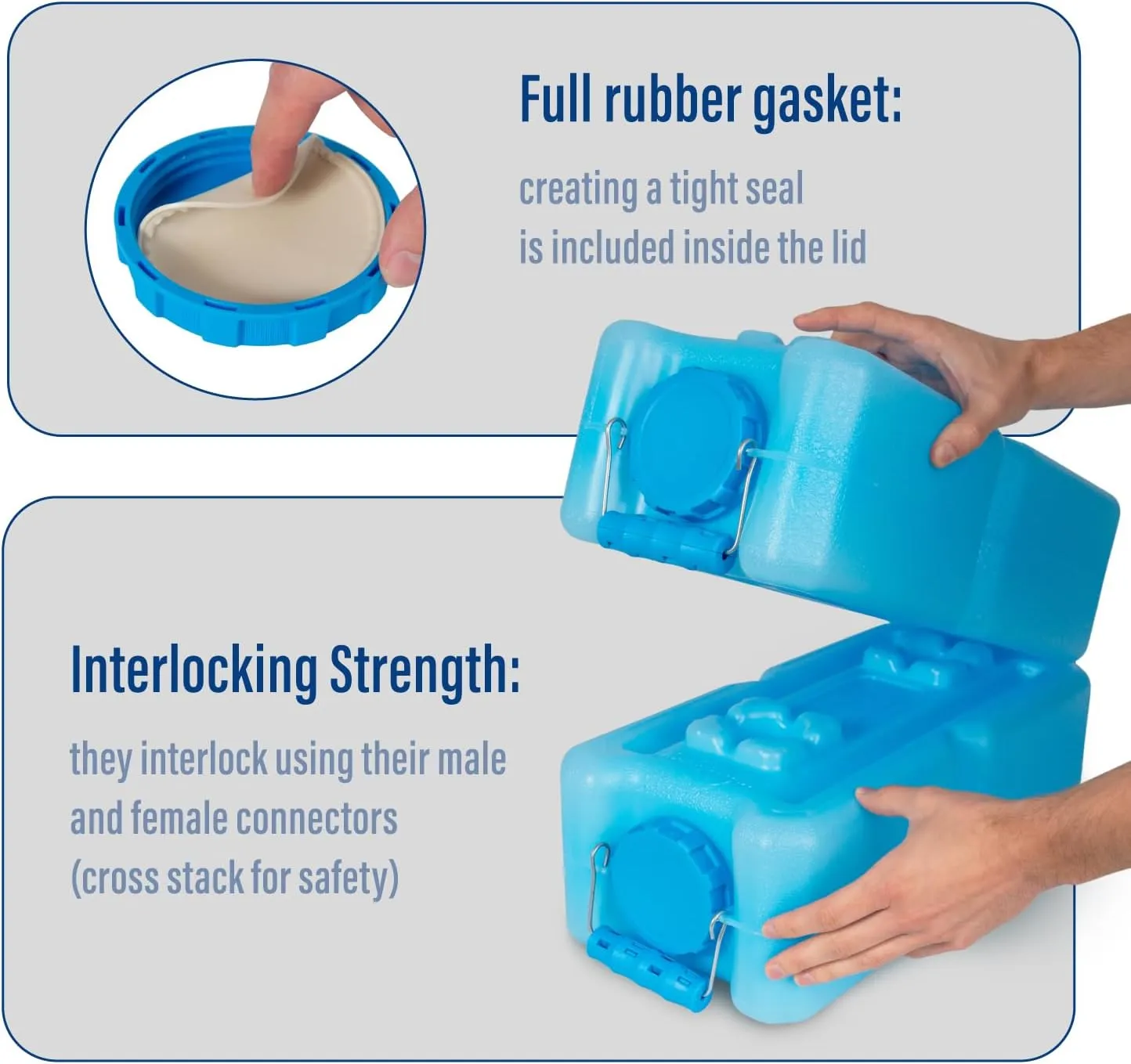 International Water Storage Containers for Emergency Water Storage | 4-Pack of Stackable 3.5 Gallon Water Container Bricks | Food-Grade HDPE Plastic | BPA-Free | STD Blue