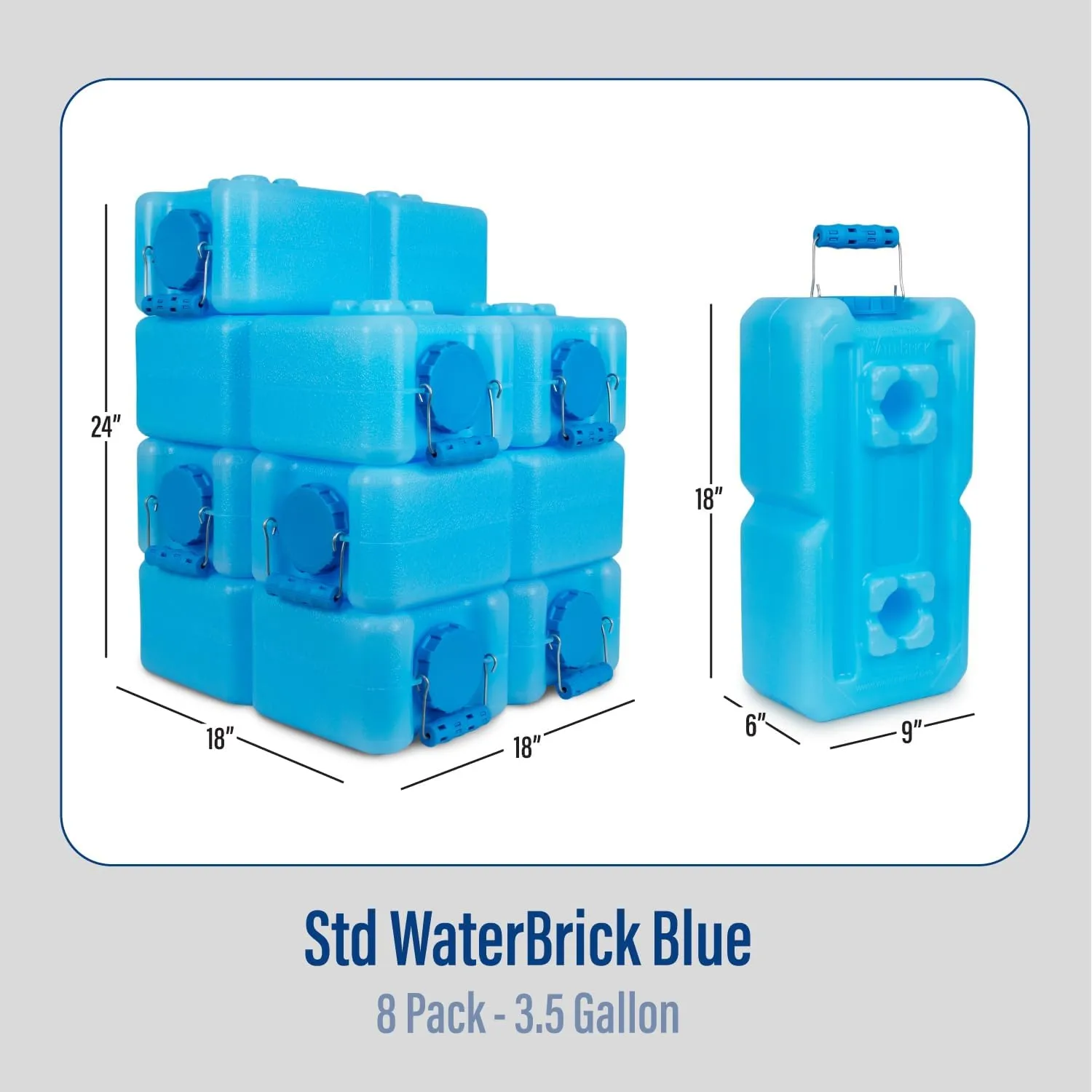International Water Storage Containers for Emergency Water Storage | 4-Pack of Stackable 3.5 Gallon Water Container Bricks | Food-Grade HDPE Plastic | BPA-Free | STD Blue
