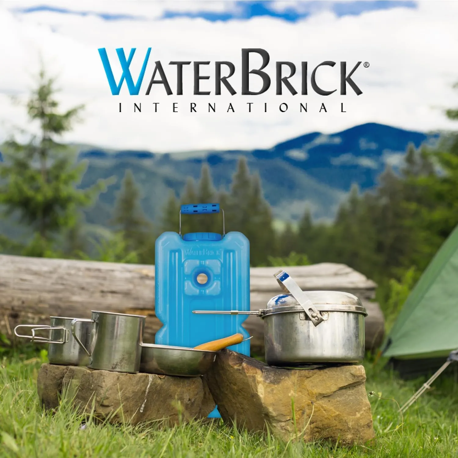 International Water Storage Containers for Emergency Water Storage | 4-Pack of Stackable 3.5 Gallon Water Container Bricks | Food-Grade HDPE Plastic | BPA-Free | STD Blue