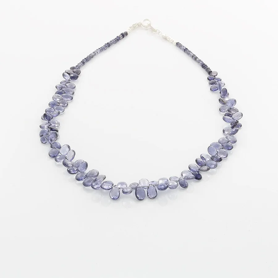Iolite Briollie beads on a Sterling Clasp Necklace