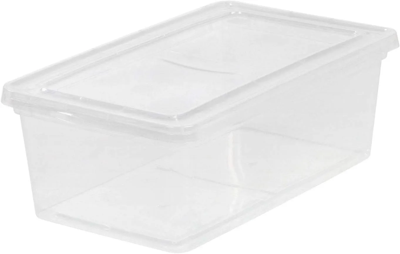 IRIS USA 7 Quarts Plastic Storage Container Bin with Latching Lid, 12 Pack, Nestable Box Tote Closet Game Organization Teacher Tools Art Supplies Shoe Shoebox Stackable