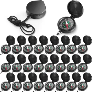 JaGely 24 Pcs Compass Bulk Gift Pocket Compass with Hanging Rope for Military Camping Survival Outdoor Hiking Hunting Climbing