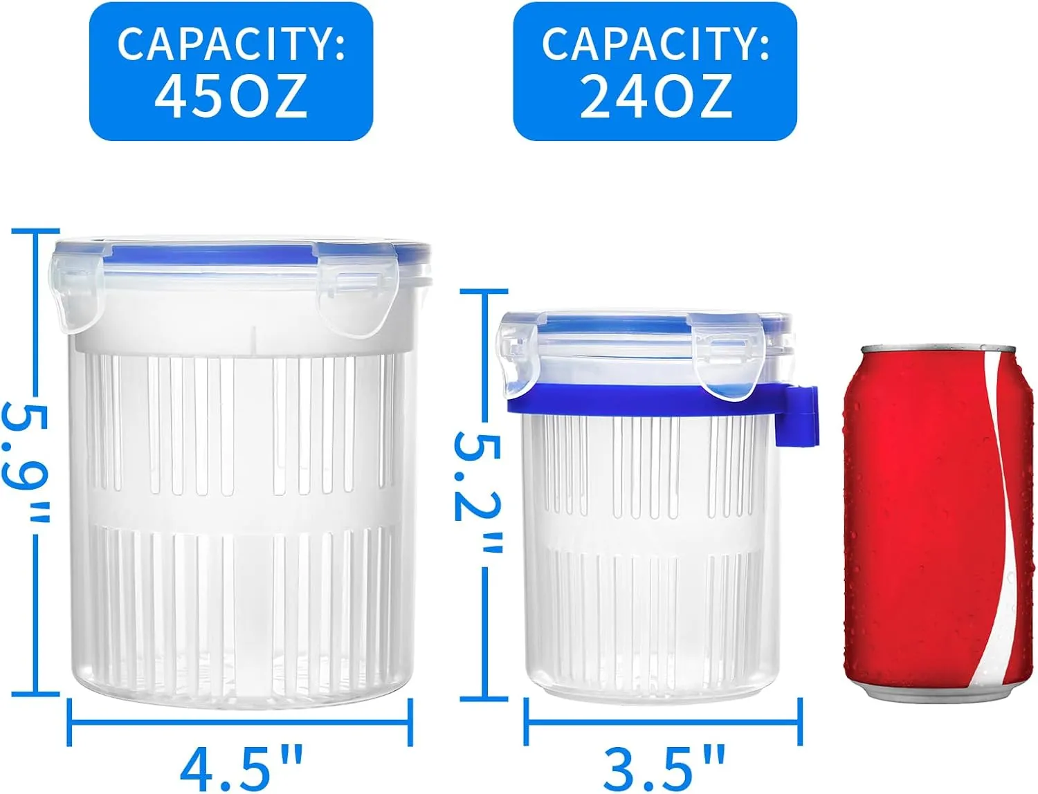 Jalapeno Container with Strainer Pickle Container with Strainer Large Pickle Jar Leak Proof and Lock It Lid 8 Pack (4S & 4M)