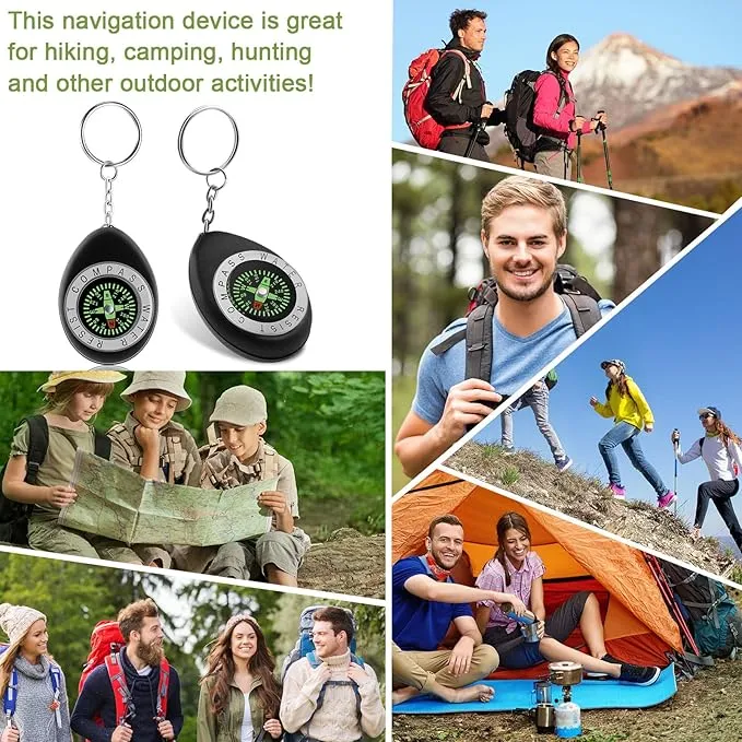 Janinka 18 Pcs Small Keychain Compass Survival Compass Bulk Compass for Kids Pocket Mini Compass for Outdoor Hiking Camping Hunting Climbing