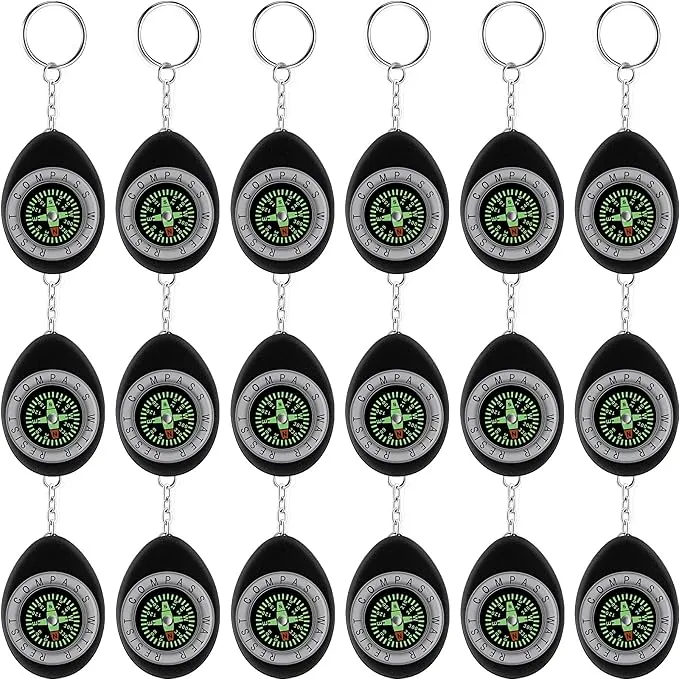 Janinka 18 Pcs Small Keychain Compass Survival Compass Bulk Compass for Kids Pocket Mini Compass for Outdoor Hiking Camping Hunting Climbing