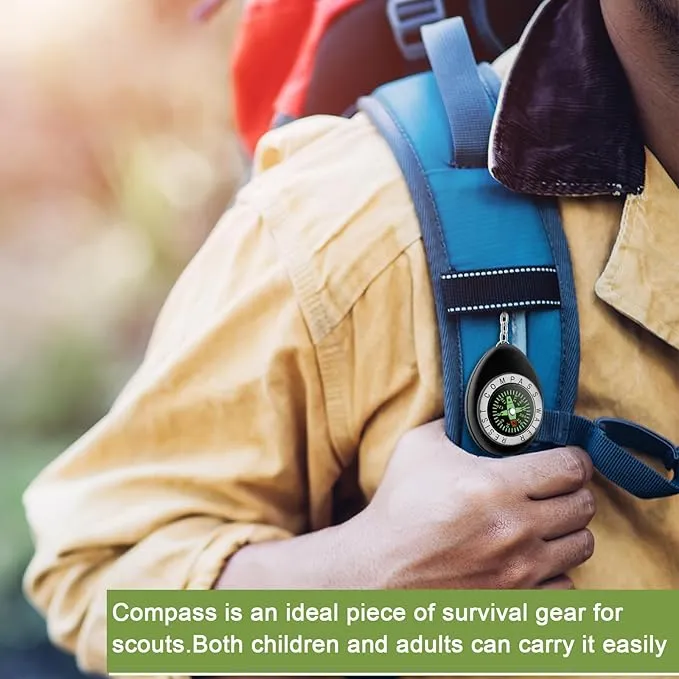 Janinka 18 Pcs Small Keychain Compass Survival Compass Bulk Compass for Kids Pocket Mini Compass for Outdoor Hiking Camping Hunting Climbing