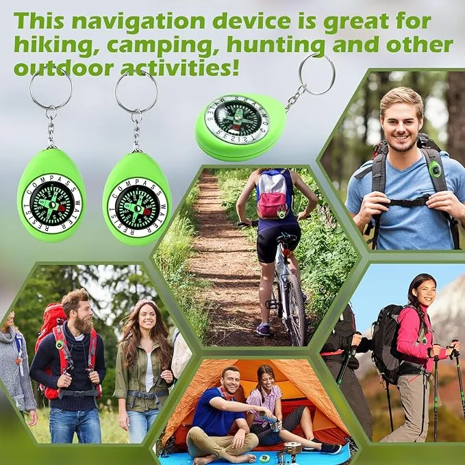 Janinka 18 Pcs Small Keychain Compass Survival Compass Bulk Compass for Kids Pocket Mini Compass for Outdoor Hiking Camping Hunting Climbing