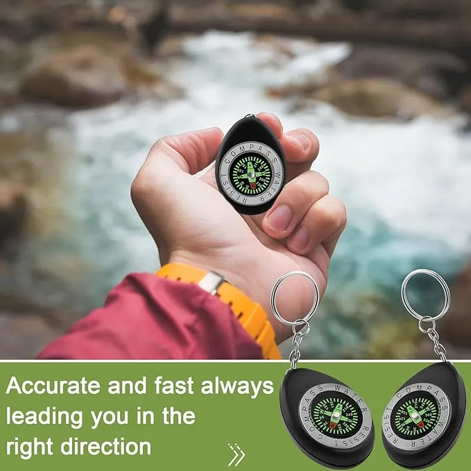 Janinka 18 Pcs Small Keychain Compass Survival Compass Bulk Compass for Kids Pocket Mini Compass for Outdoor Hiking Camping Hunting Climbing