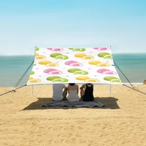 Japanese Yummy Dessert Mochi Beach Camping Tent Sun Shelter for Whole Family, Beach Shade Canopy with UPF50  UV Protection,Easy Set Up and Carry,Outdoor Shade for Trips, Fishing, Backyard Fun P