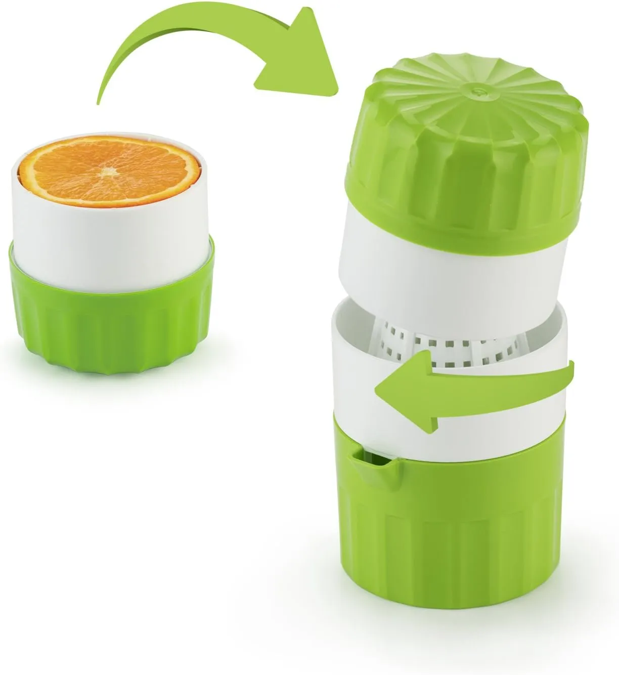 Juice Press • Citrus Press for Fresh Fruit/Vegetable Juices • Juicer with Juice Container • Manual Lemon & Orange Press • Citrus Juicer • Fruit Squeezer • Color: Green