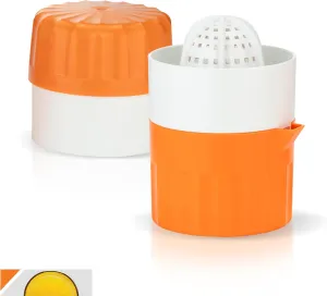 Juice Press • Citrus Press for Fresh Fruit/Vegetable Juices • Juicer with Juice Container • Manual Lemon & Orange Press • Citrus Juicer • Fruit Squeezer • Color: Orange