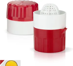 Juice Press • Citrus Press for Fresh Fruit/Vegetable Juices • Juicer with Juice Container • Manual Lemon & Orange Press • Citrus Juicer • Fruit Squeezer • Color: Red