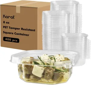Karat PET Tamper-Resistant Clear Food Containers - Leak-Proof, BPA Free Plastic Dessert Containers, Perfect for Take Out and Retail, with Pull Tab Lock - Case of 400 (8oz)