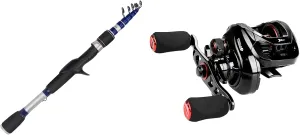 KastKing Compass Telescopic Fishing Rods, Casting Rod, 7ft - Medium Heavy - Fast & KastKing Royale Legend II Baitcasting Reels, Gear Ratio 7.2:1, Right Handed