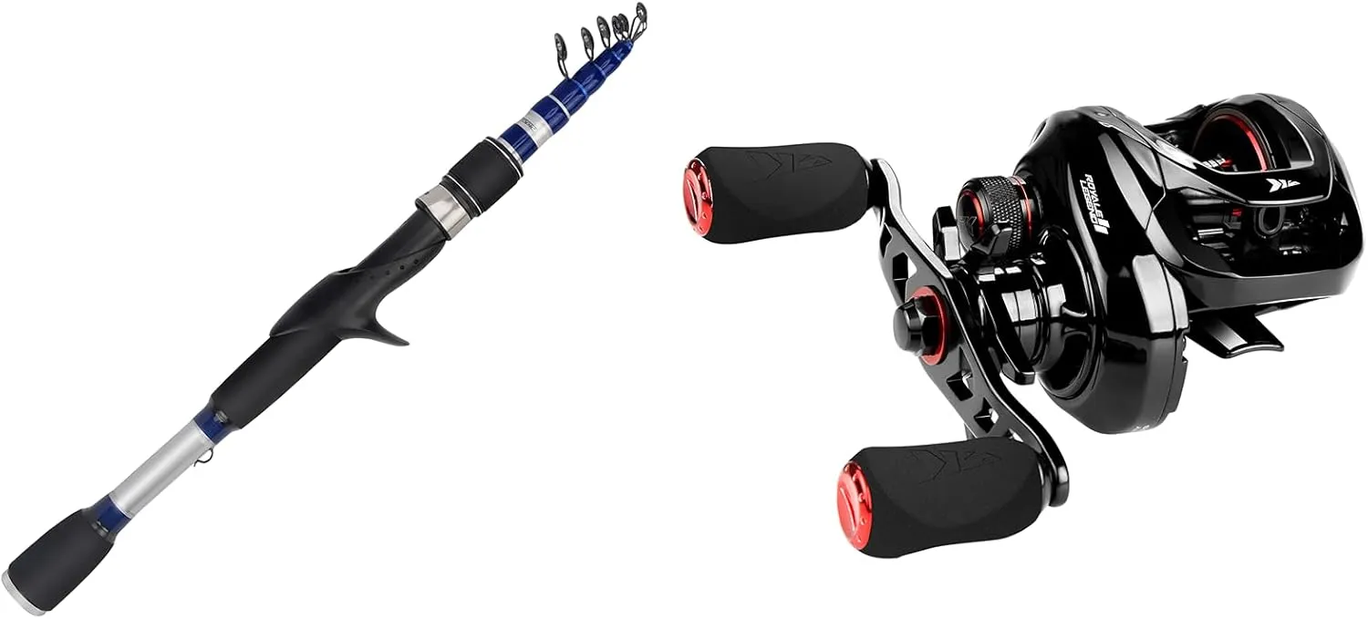 KastKing Compass Telescopic Fishing Rods, Casting Rod, 7ft - Medium Heavy - Fast & KastKing Royale Legend II Baitcasting Reels, Gear Ratio 7.2:1, Right Handed
