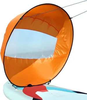 Kayak Sail, 42inch Kayak Wind Sail with Clear Window, Foldable Paddle Board Sail, Kayak Sun Shade Canoe Sail for Kayak Boat Sailboat Canoe (Orange)