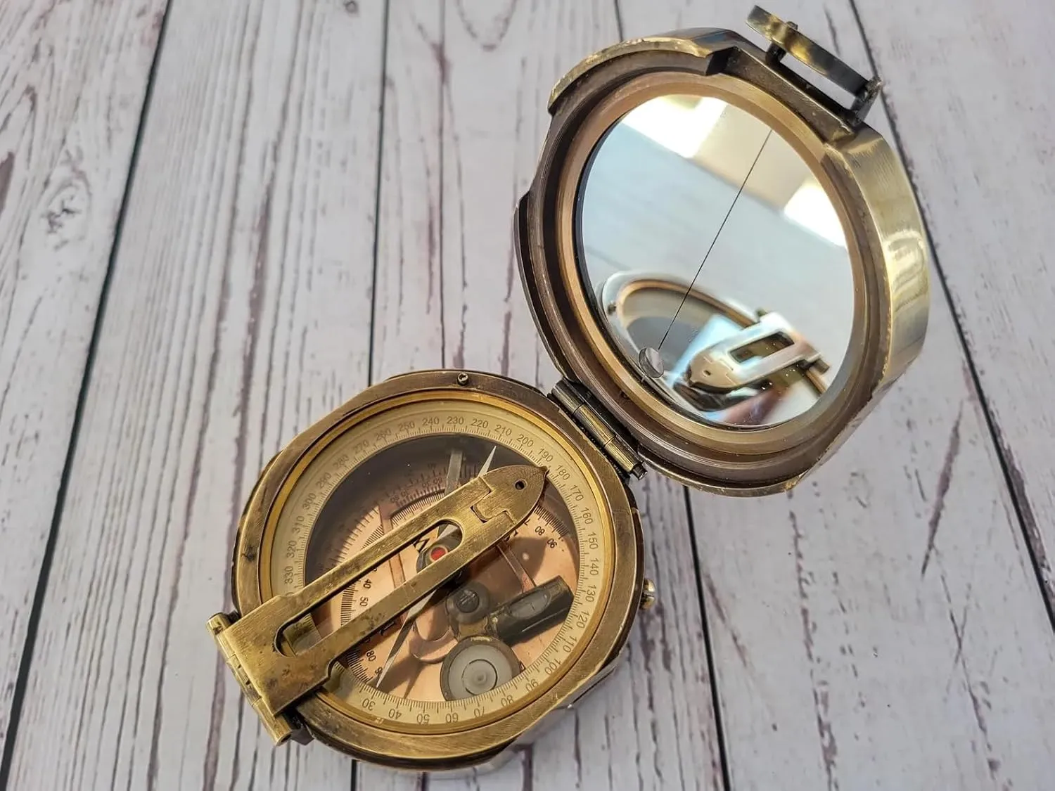 Kelvin & Hughes Natural Sine Brass Pocket Compass – Vintage Mining Compass & Outdoor Navigation Tool