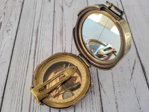 Kelvin & Hughes Natural Sine Brass Pocket Compass – Vintage Mining Compass & Outdoor Navigation Tool