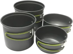KICHOUSE Aluminum Pots Cooking Set Portable Camping Cookware Kit Utensils Collapsible Handle Heat Resistant Cover