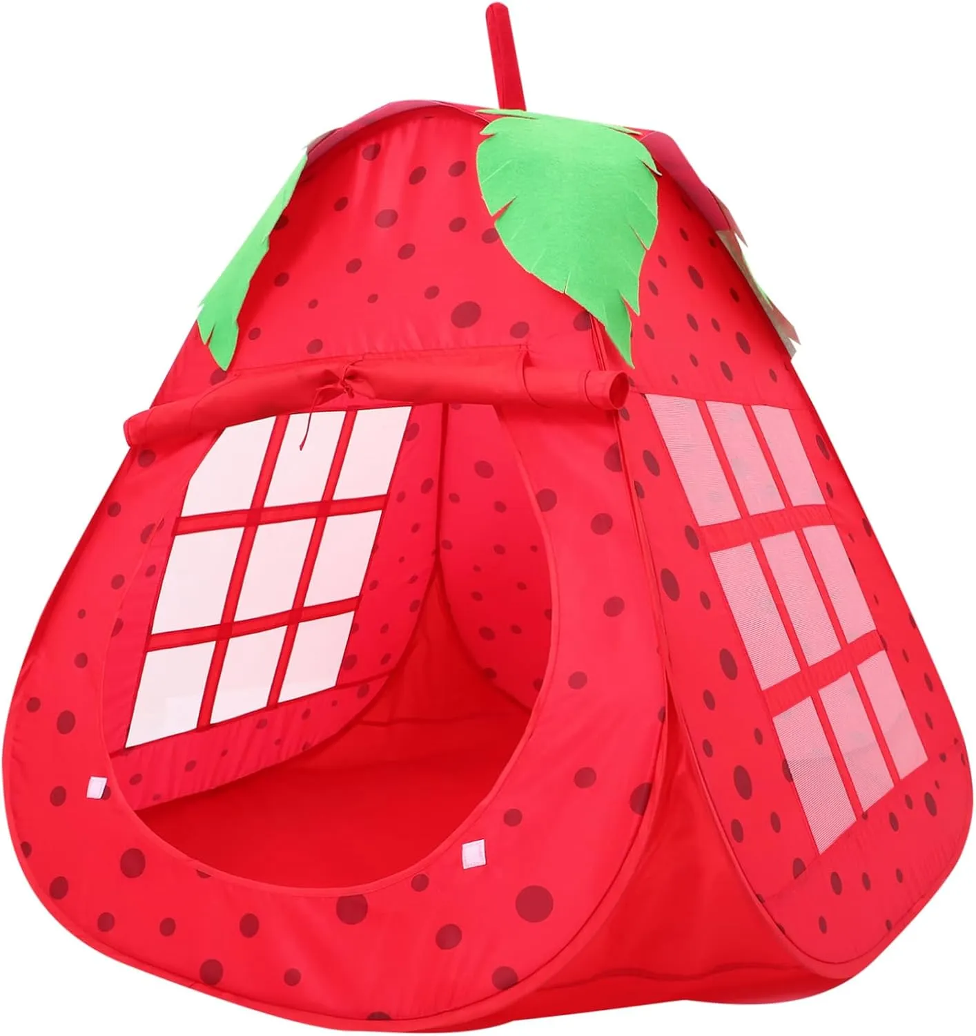 KICHOUSE Strawberry Tent Foldable Playhouse for Portable Indoor Castle with Ocean Ball Pool Easy Installation Creative Fun for Ages