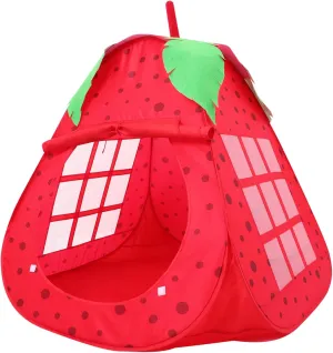 KICHOUSE Strawberry Tent Foldable Playhouse for Portable Indoor Castle with Ocean Ball Pool Easy Installation Creative Fun for Ages