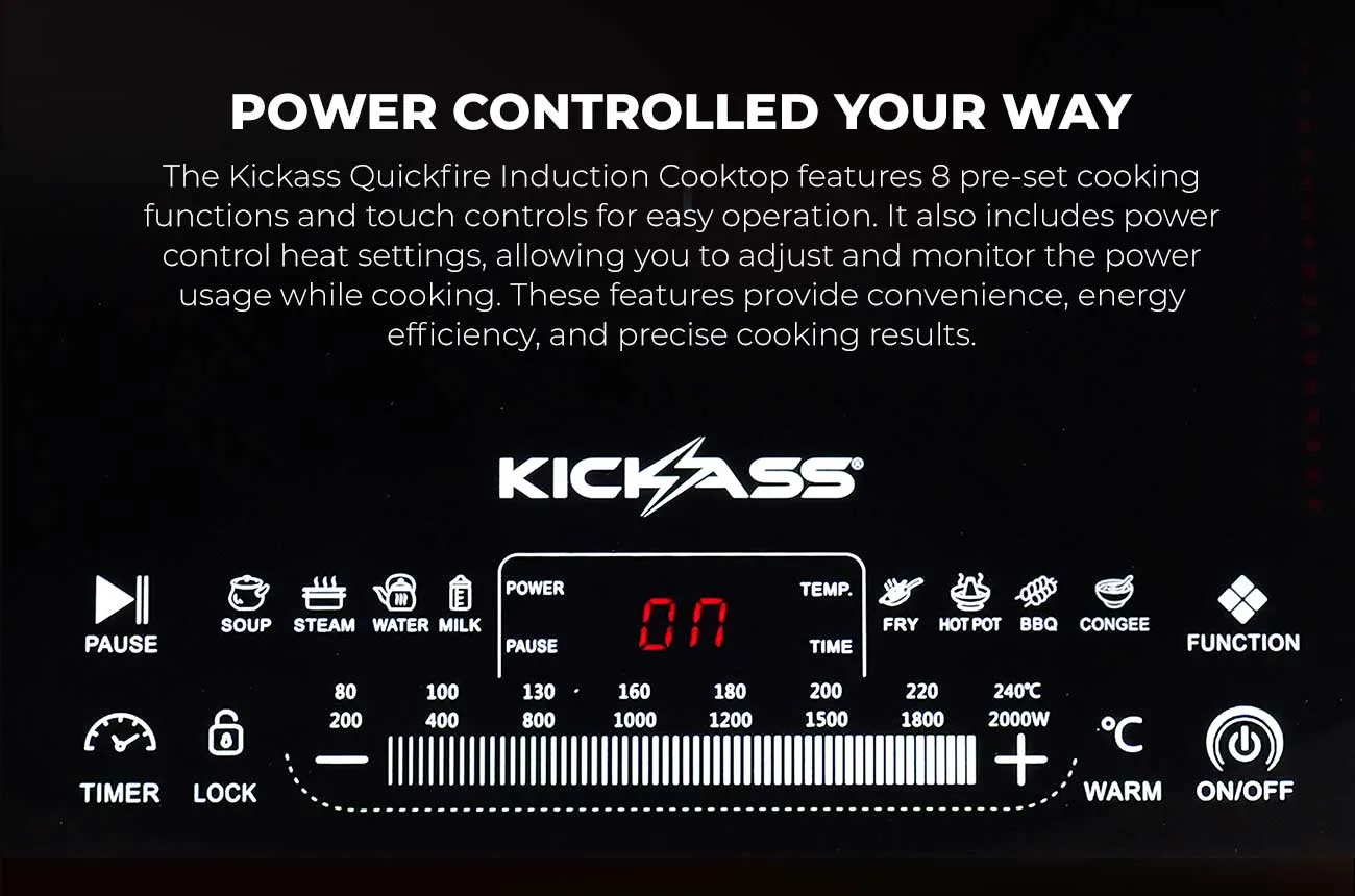 KickAss Quickfire 2000W Portable Induction Cook top