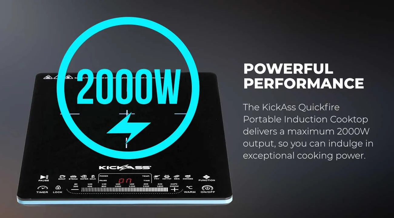 KickAss Quickfire 2000W Portable Induction Cook top