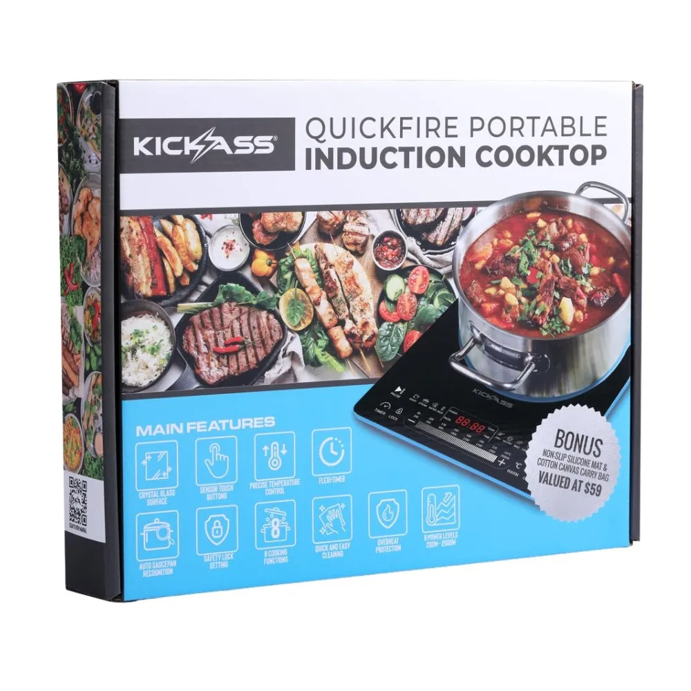 KickAss QuickFire Portable 2000W Induction Cooktop For Camping